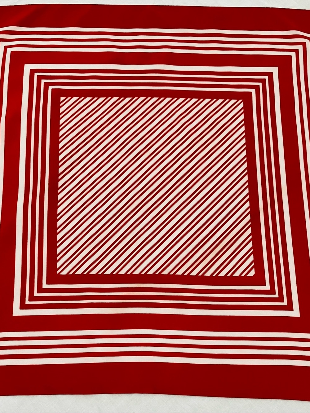 70s Red and White Striped Square Scarf